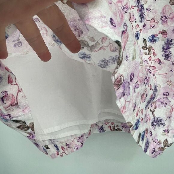 M. Maison Multicolor Floral Square Neck Linen Mini Dress Large - Picture 3 of 9